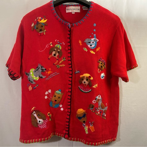 Marisa Christina Vintage Dod’s Summer Vacation Cardigan Sweater Size XL - Picture 1 of 8